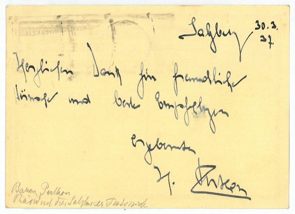 Eigenh. Postkarte m. U.