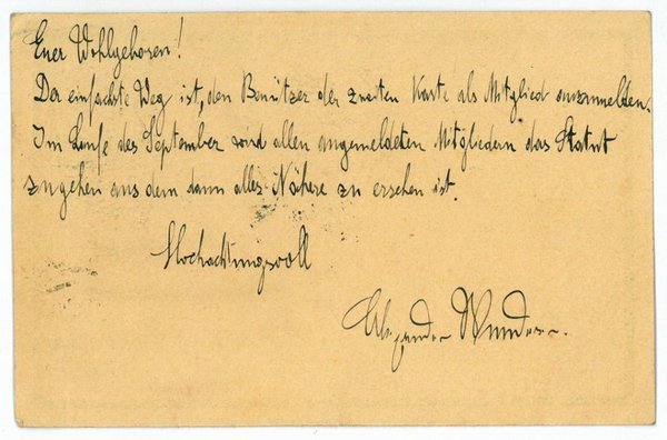 Eigenh. Postkarte mit U.