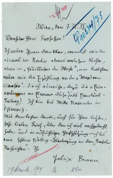 Eigenh. Brief mit U.