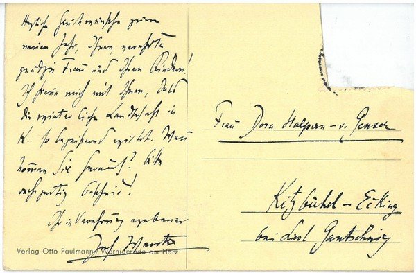 Eigenh. Postkarte mit U.