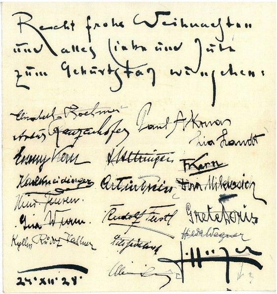 Albumblatt mit eigenh. U. sowie zahlreichen weiteren U.