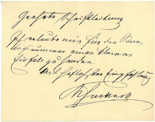 Eigenh. Briefkarte mit U.