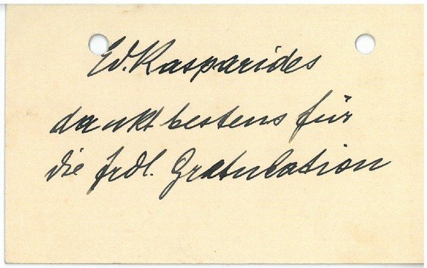 Eigenh. Kärtchen mit U.