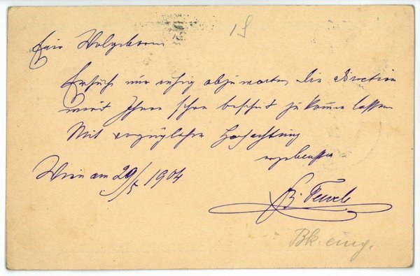 Eigenh. Briefkarte und eh. Postkarte mit U.