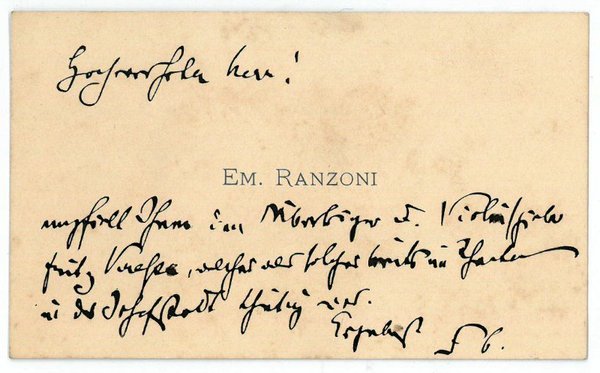 Eigenh. Visitenkarte.