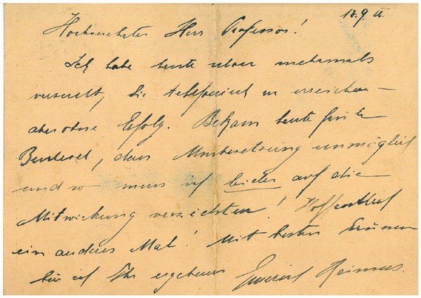 Eigenh. Postkarte mit U.