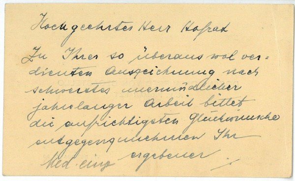 Eigenh. Visitenkarte.