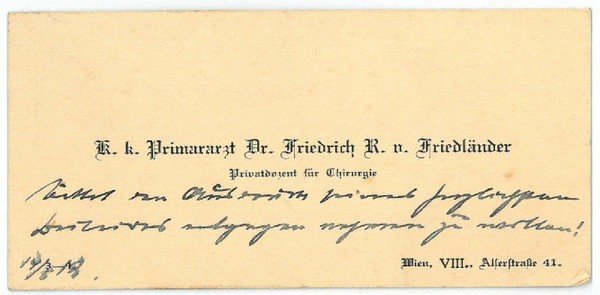 Eigenh. Visitenkarte.