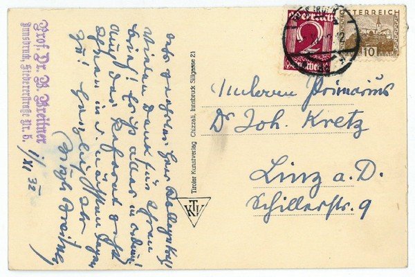 3 eigenh. Briefe m. U. und 1 eh. Postkarte mit …