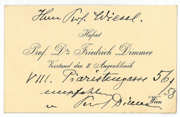 Eigenh. Visitenkarte.