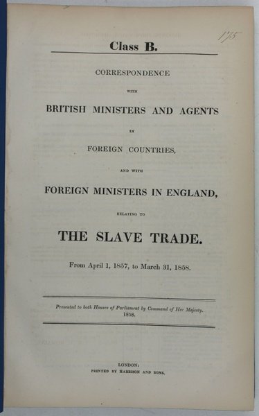 Class B. Correspondence with British Ministers and Agents in Foreign …