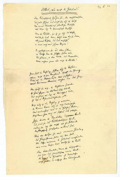 Alles, nur nicht die Gobelins! Autograph poem.