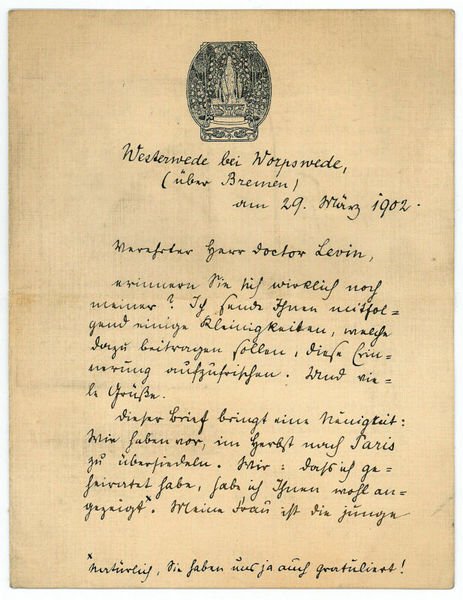 Autograph letter signed ("Rainer Maria Rilke").