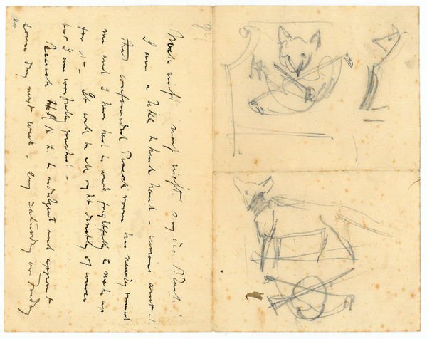 Autograph letter written in ink, with two pencil sketches, signed …