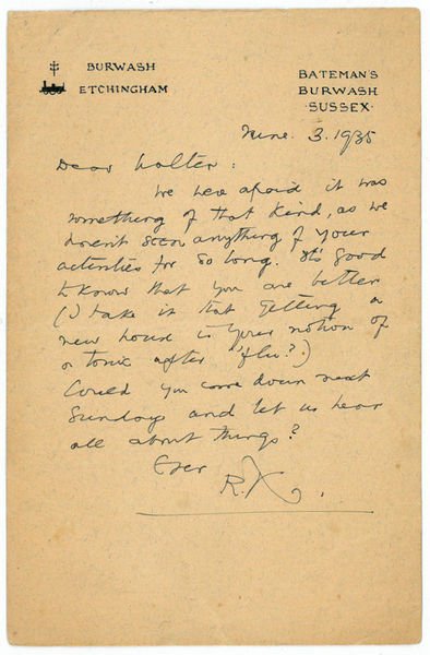 Autograph letter signed (RK").