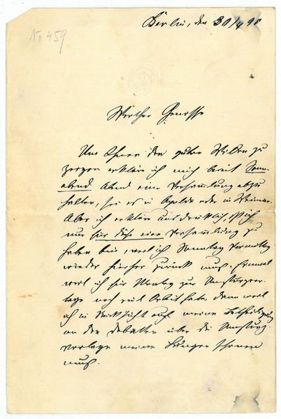 Autograph letter signed ("A. Bebel").