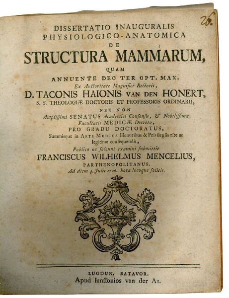 Dissertatio inauguralis physiologico-anatomica de structura mammarum [.].