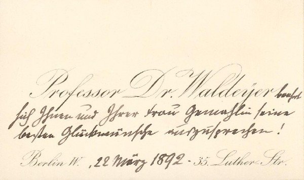 Gedr. Visitkarte mit 3 eigenh. Zeilen.