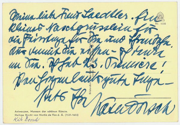 Eigenh. Bildpostkarte mit U.