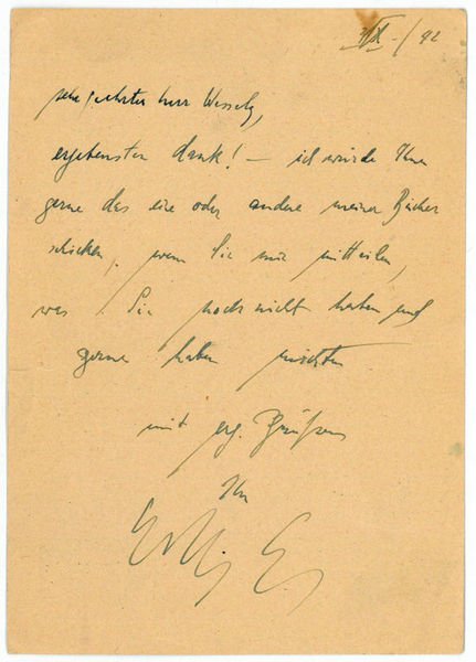 Eigenh. Postkarte mit U.