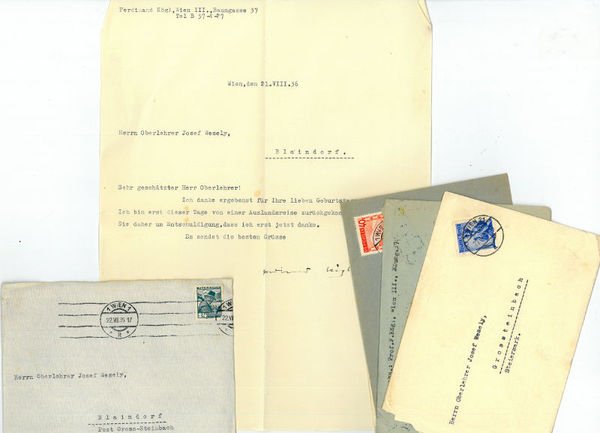 4 (davon 2 eigenh. und 2 ms.) Briefe und Briefkarten …