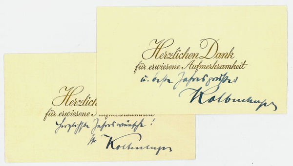 2 gedr. Briefkarten mit eigenh. U.