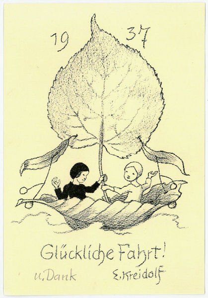 Kunstdruckbillett mit eh. Anfügung.