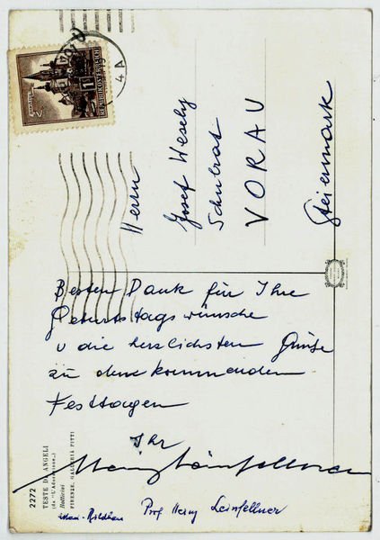 Eigenh. Bildpostkarte mit eh. U.