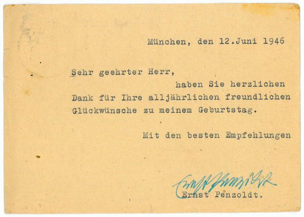 Ms. Postkarte mit eigenh. U.