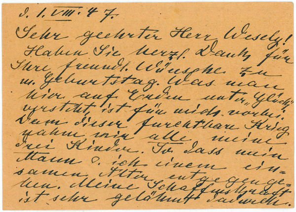 Eigenh. Postkarte mit U.