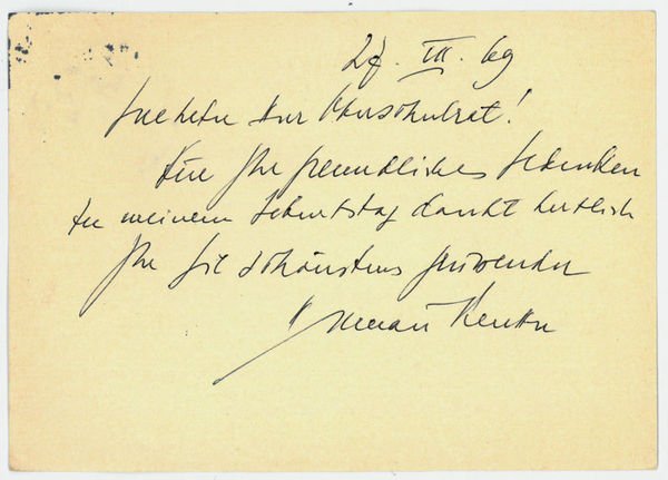 Eigenh. Postkarte mit U.