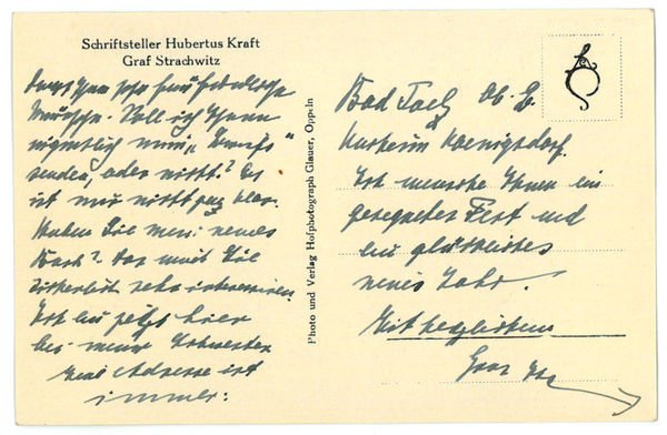 Eigenh. Portraitpostkarte mit U.