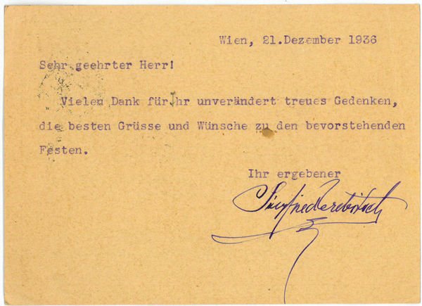 Ms. Postkarte mit eigenh. U.