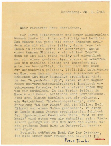 Ms. Brief mit eigenh. U.