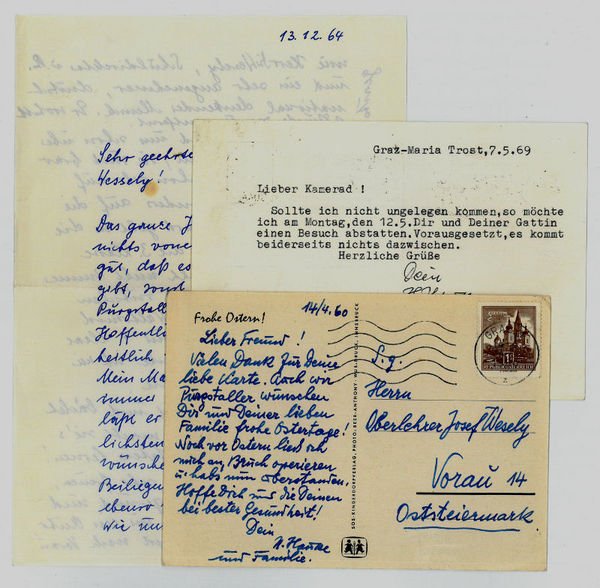 Eigenh. Bildpostkarte und eh. Postkarte mit U.