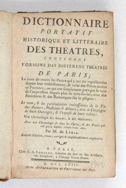 Dictionnaire portatif historique et litt raire des th atres, contenant …