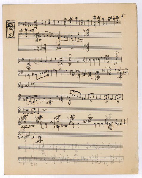 “Abenteurer”. Eigenh. musikalisches Notenblatt mit U.