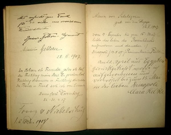 Autograph entry in the guestbook of Capri's Villa Discopoli.