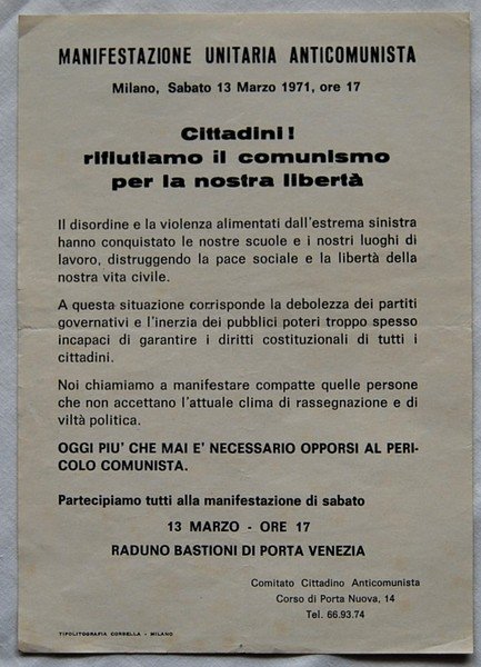 MANIFESTAZIONE UNITARIA ANTICOMUNISTA.