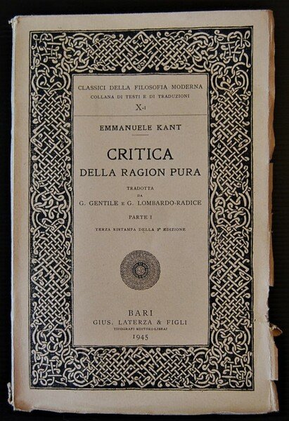 CRITICA DELLA RAGION PURA. PARTE PRIMA.