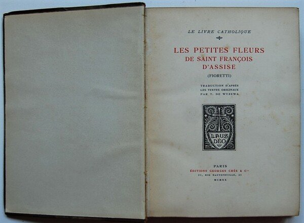 LES PETITES FLEURS DE SAINT FRANCOIS D'ASSISE. (FIORETTI).