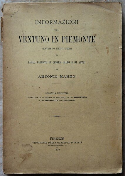 INFORMAZIONI SUL VENTUNO IN PIEMONTE. RICAVATE DA SCRITTI INEDITI DI …