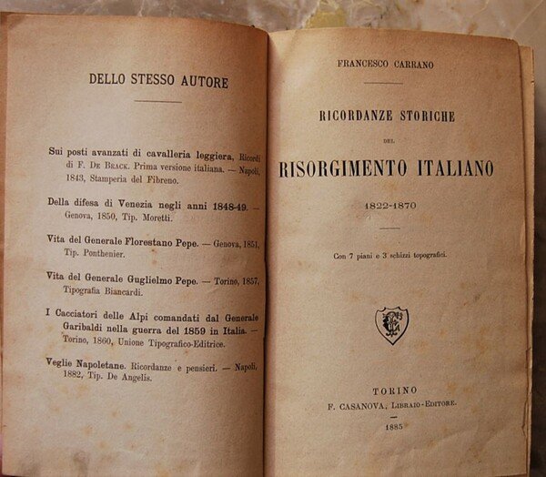 RICORDANZE STORICHE DEL RISORGIMENTO ITALIANO 1822 / 1870 | Immagine Gallery 1