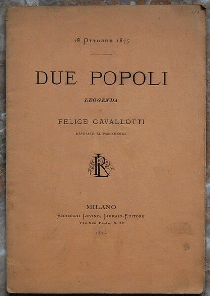 18 OTTOBRE 1875. DUE POPOLI. LEGGENDA.