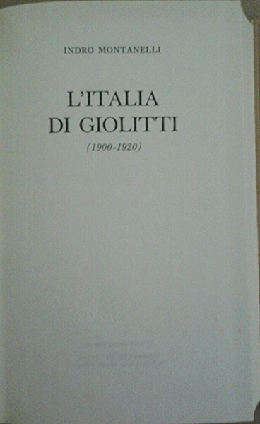 L'ITALIA DI GIOLITTI. (1900-1920).