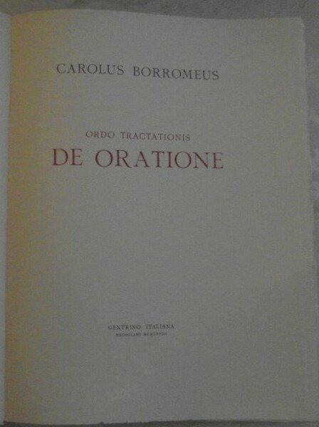 DE ORATIONE. ORDO TRACTATIONIS.
