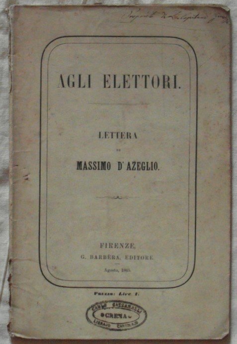 AGLI ELETTORI. LETTERA DI MASSIMO D'AZEGLIO.