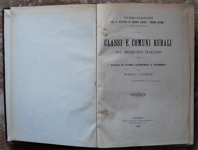CLASSI E COMUNI RURALI NEL MEDIO EVO ITALIANO. SAGGIO DI …