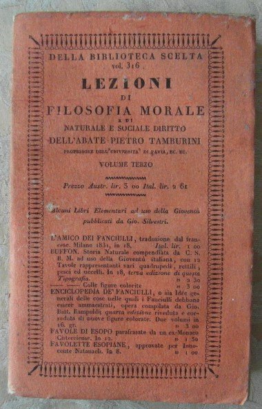 LEZIONI DI FILOSOFIA MORALE E DI NATURALE E SOCIALE DIRITTO. …