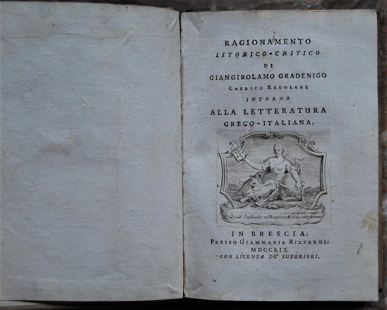 RAGIONAMENTO ISTORICO CRITICO DI GIANGIROLAMO GRADENIGO CHERICO REGOLARE INTORNO ALLA …